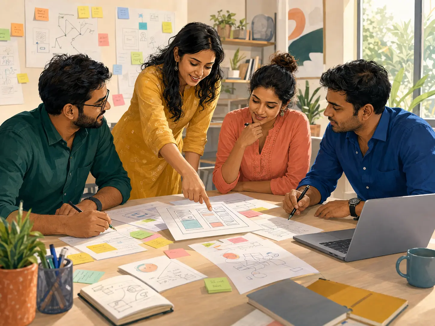A cross-functional team co-designing a customer solution